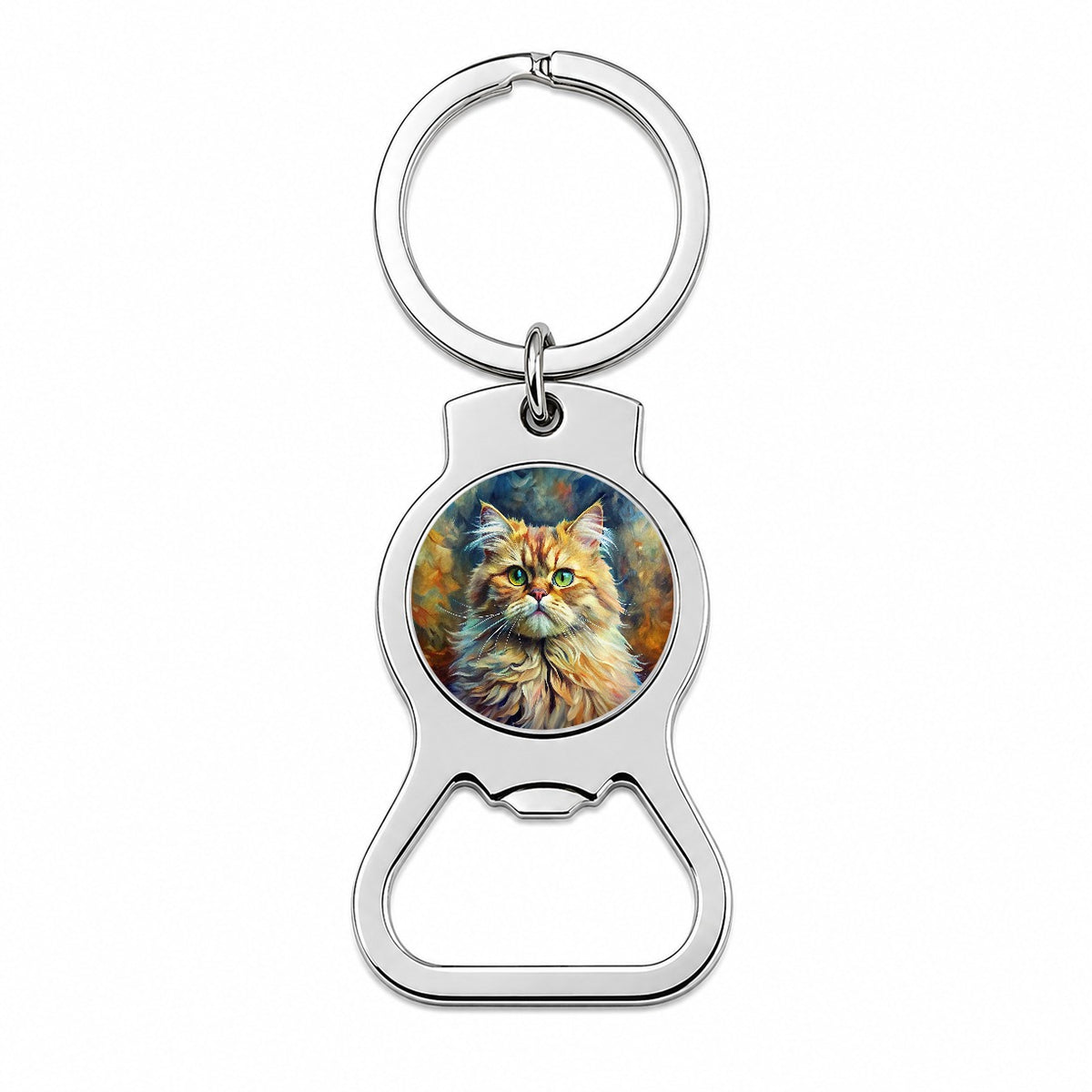 Persian Cat Expressionism Art Bottle Opener Keychain