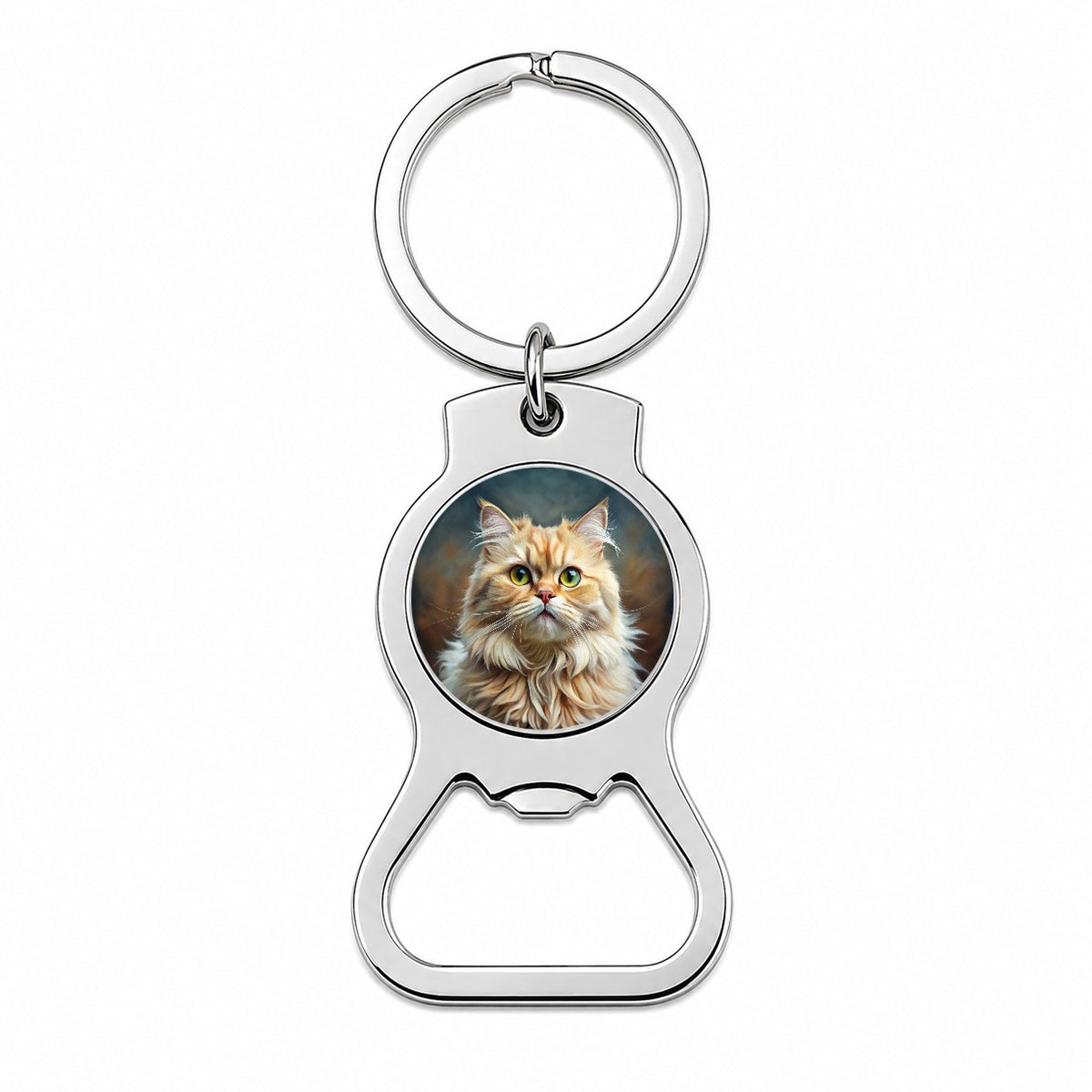 Persian Cat Illustration Bottle Opener Keychain