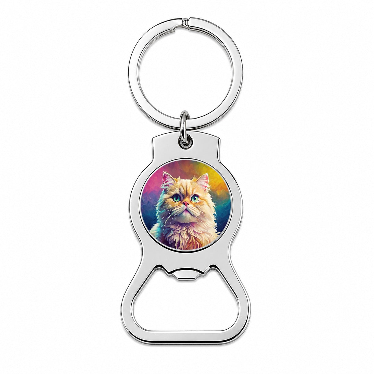 Persian Cat Pop Art Bottle Opener Keychain