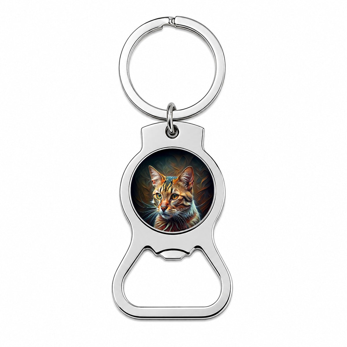 Tabby Cat Abstract Stylized Art Bottle Opener Keychain