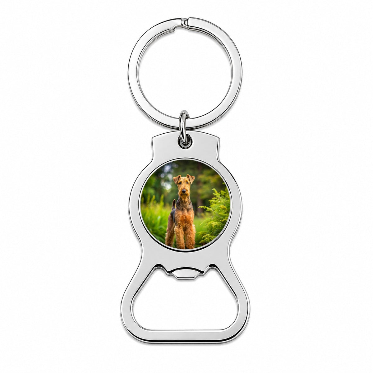 Airedale Terrier Dog Photo Bottle Opener Keychain