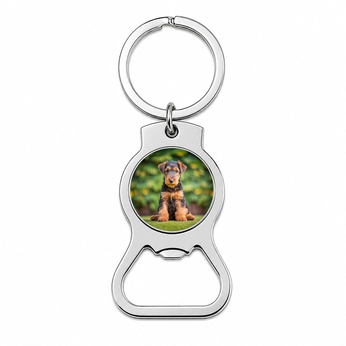 Airedale Terrier Dog Puppy Photo Bottle Opener Keychain