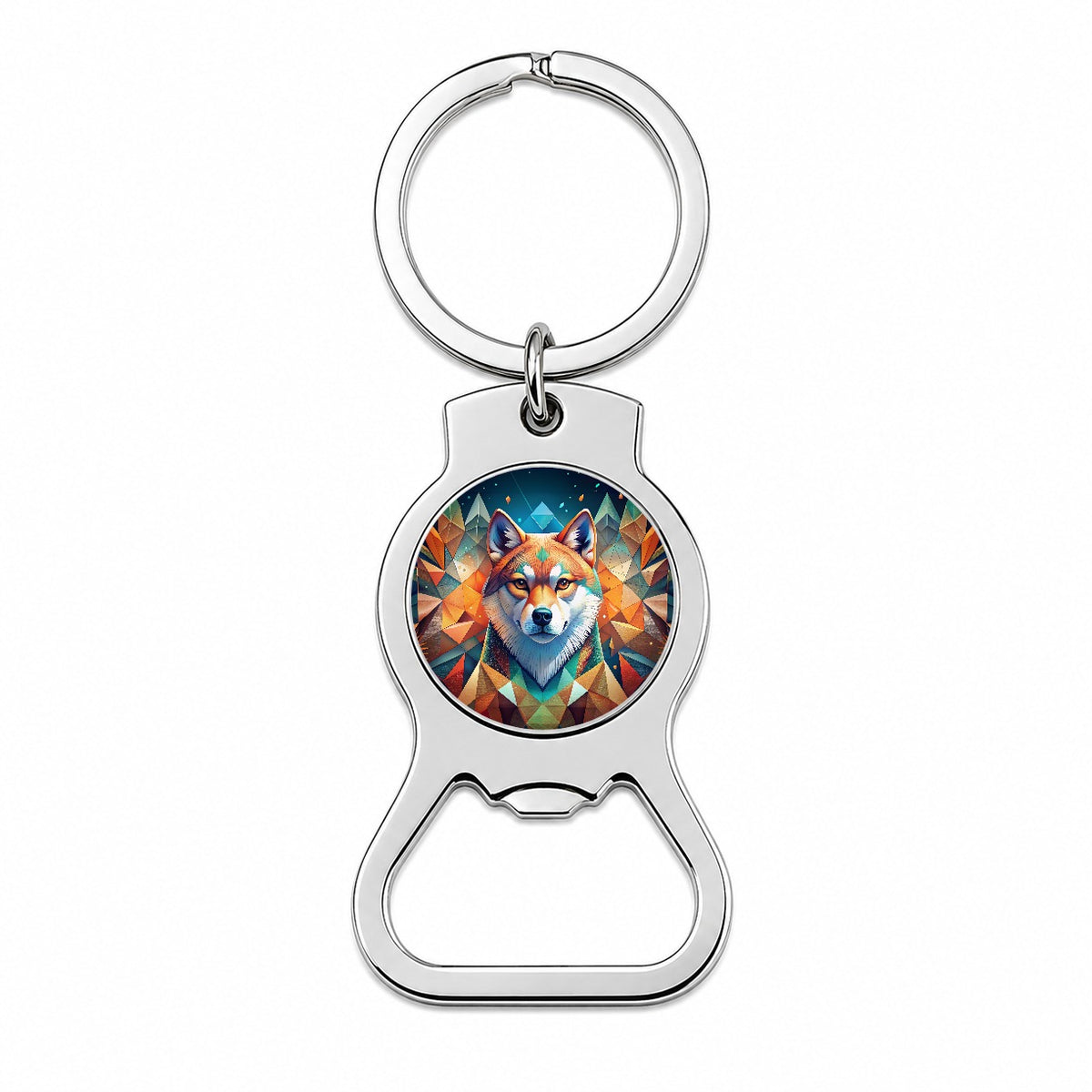 Akita Dog Abstract Stylized Art Bottle Opener Keychain
