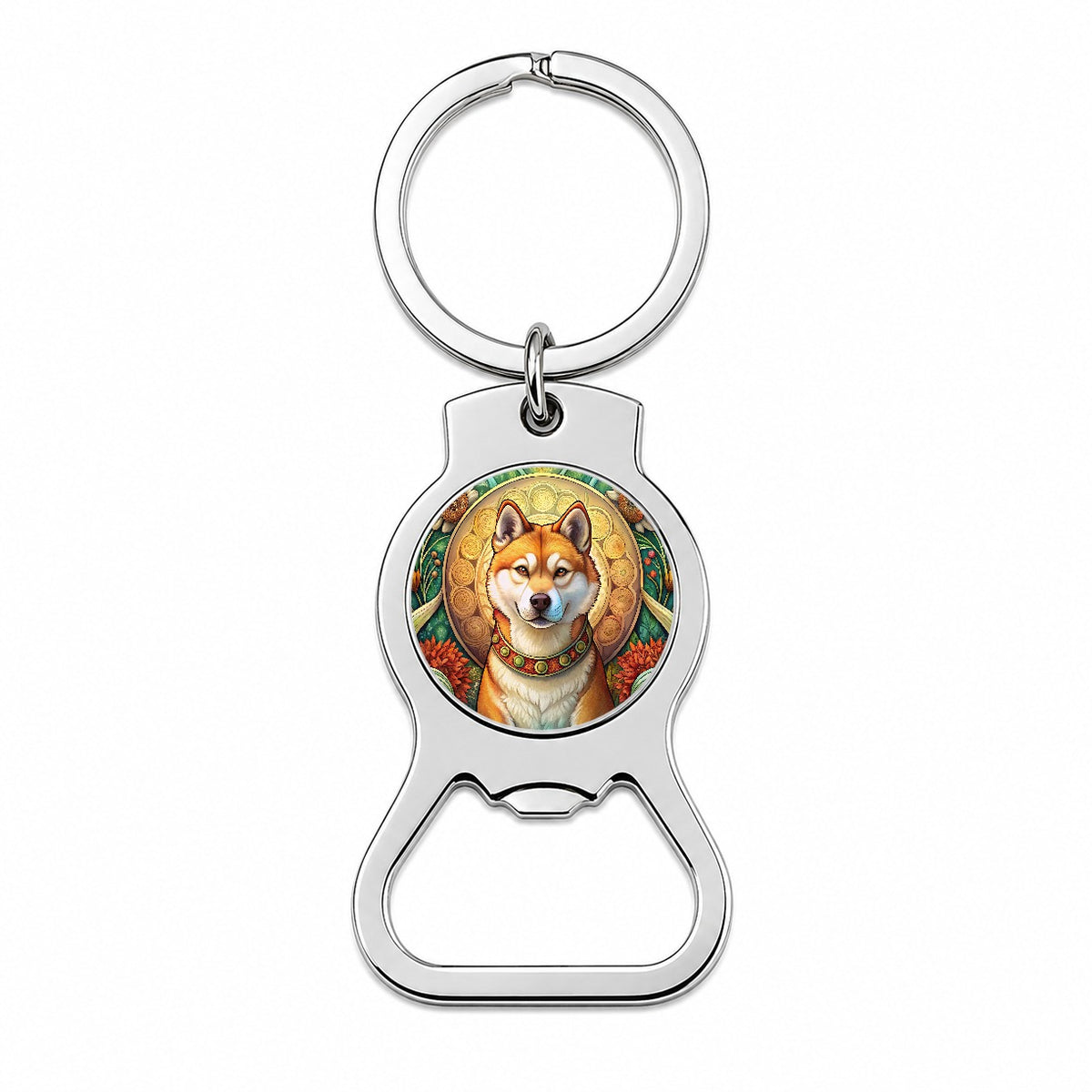 Akita Dog Art Nouveau Bottle Opener Keychain