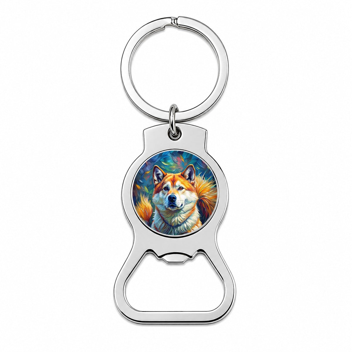 Akita Dog Expressionism Art Bottle Opener Keychain