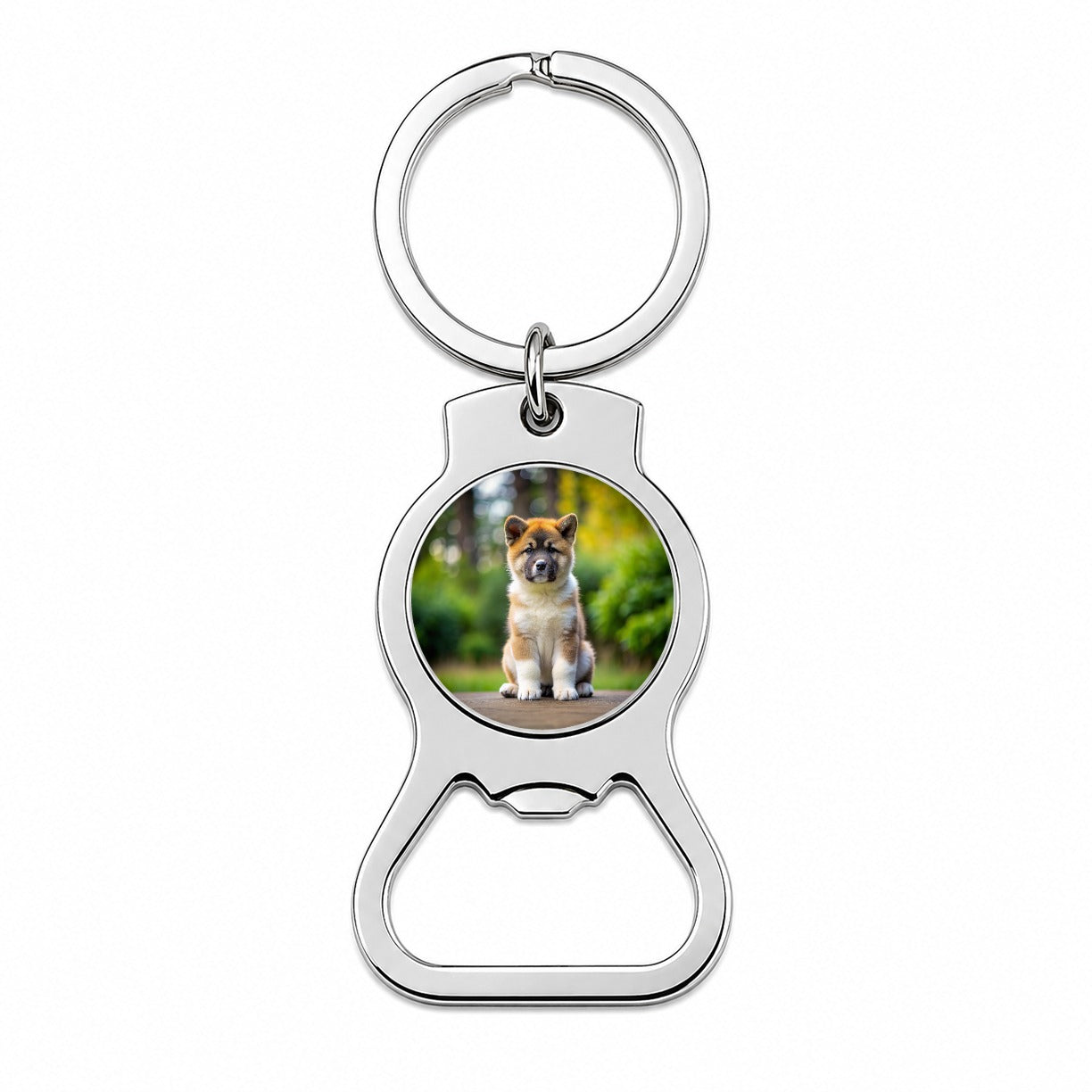 Akita Dog Puppy Photo Bottle Opener Keychain