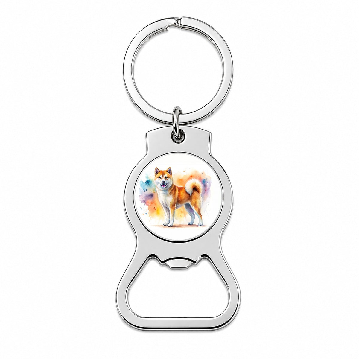 Akita Dog Watercolor Style Bottle Opener Keychain