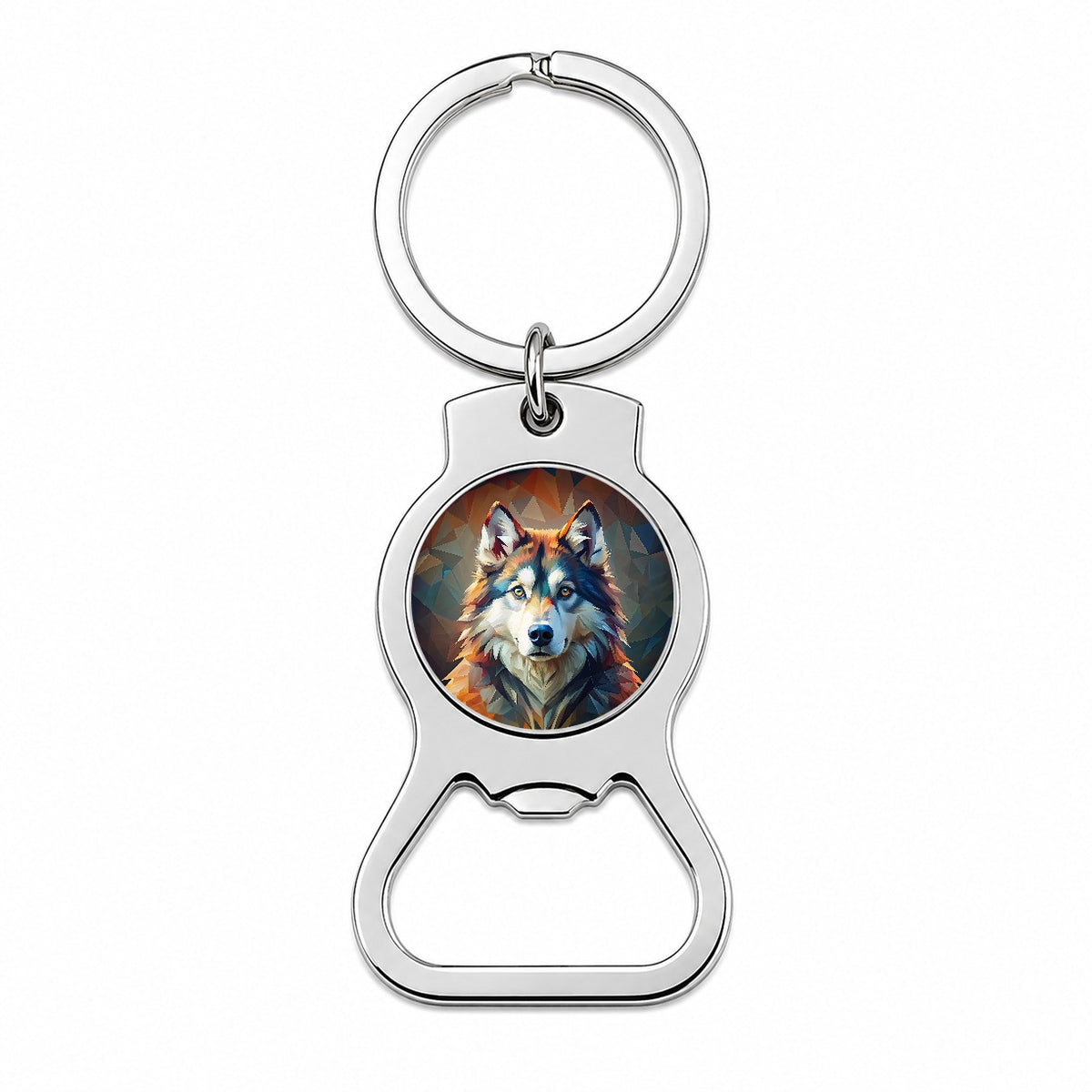 Alaskan Malamute Dog Abstract Stylized Art Bottle Opener Keychain