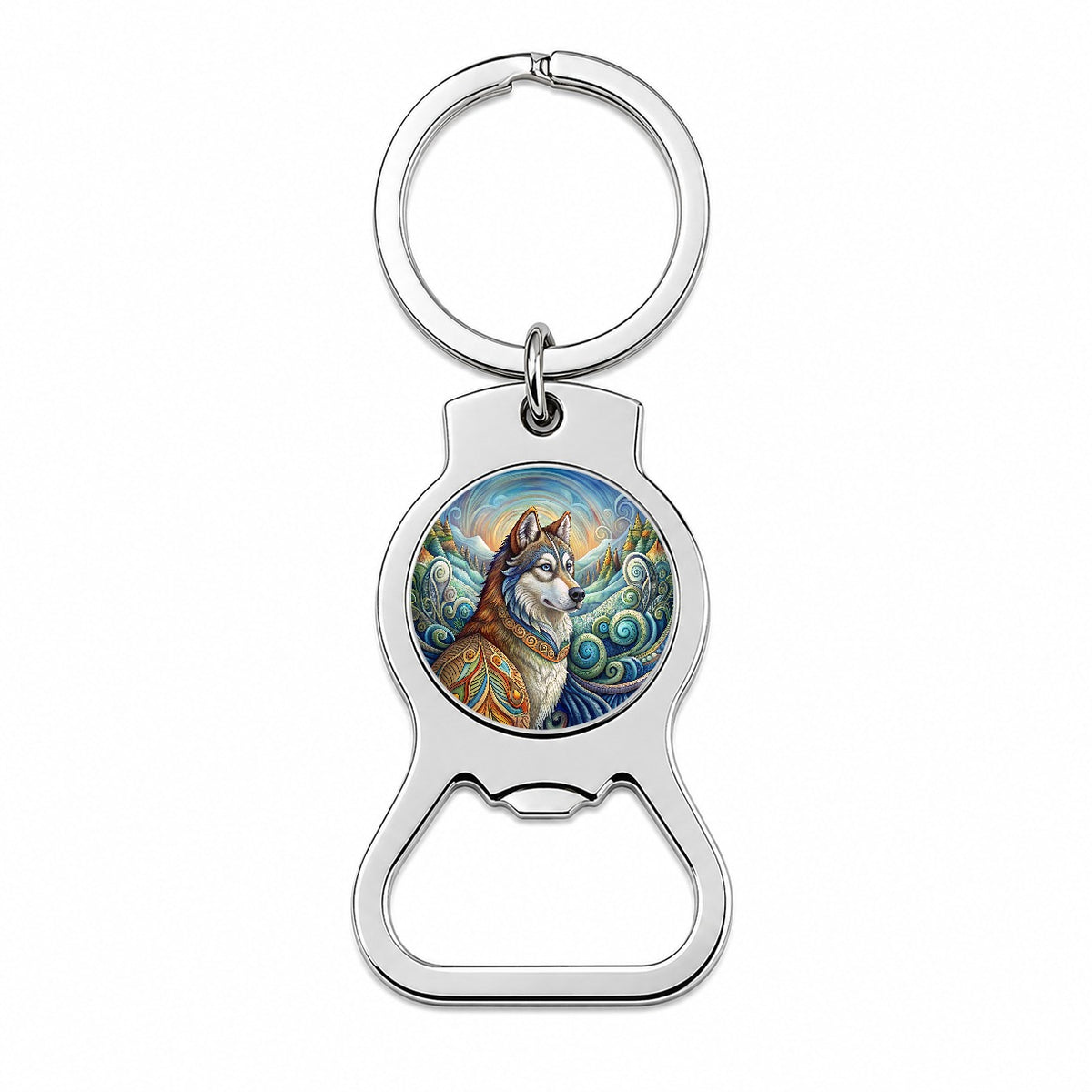 Alaskan Malamute Dog Art Nouveau Bottle Opener Keychain