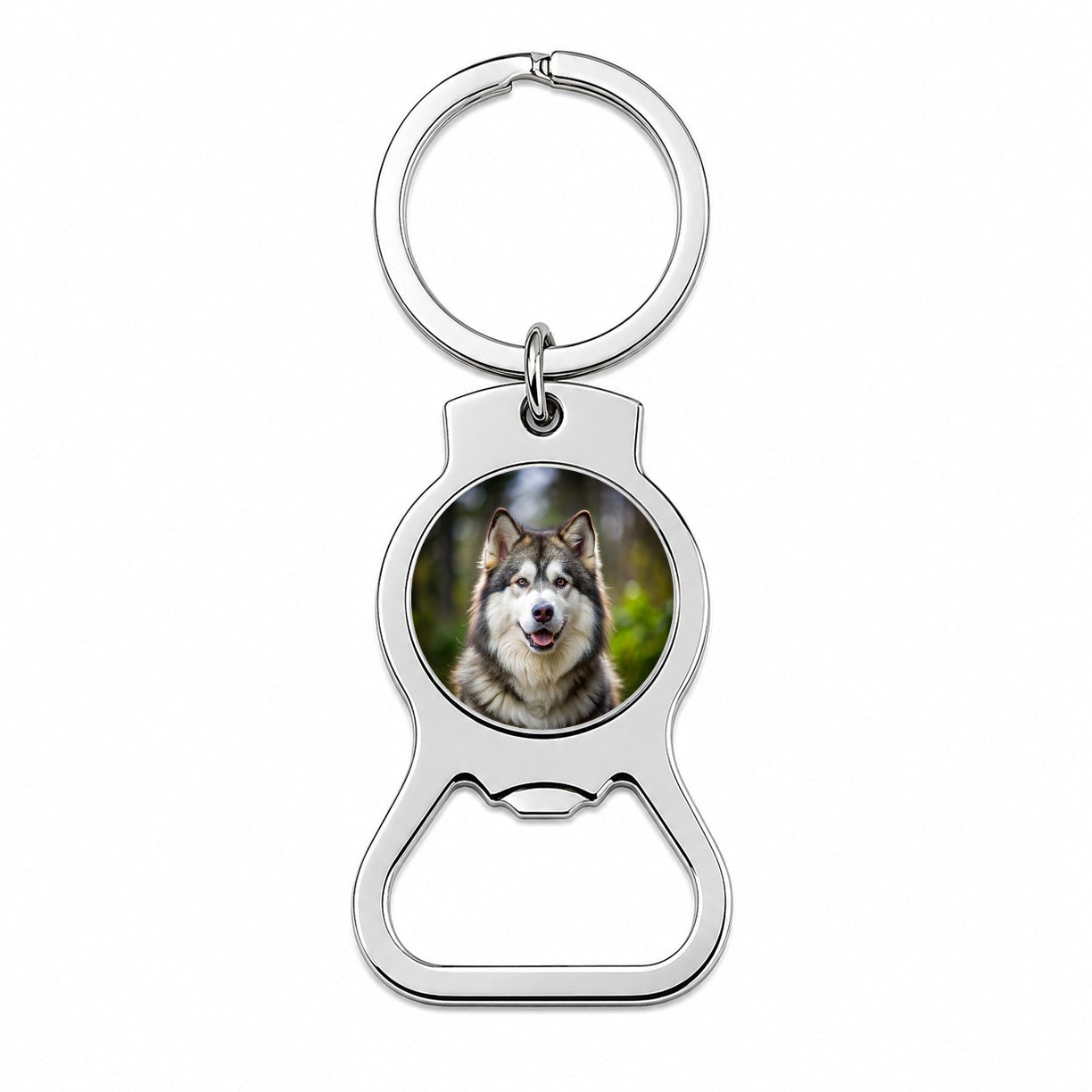 Alaskan Malamute Dog Photo Bottle Opener Keychain
