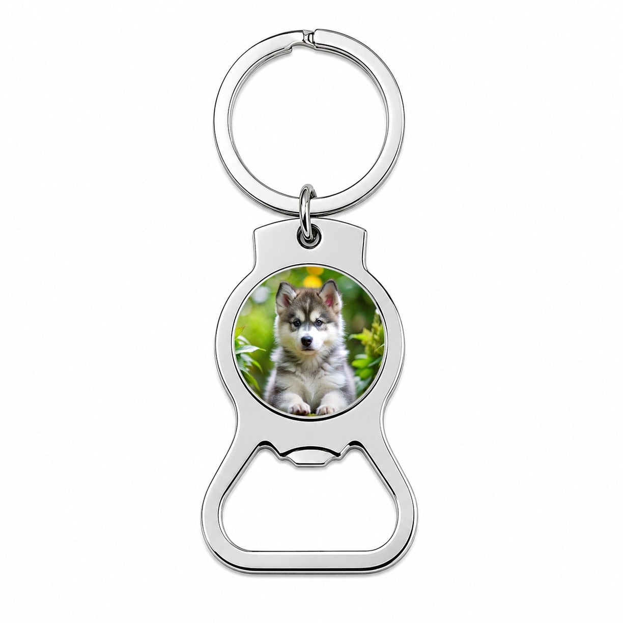 Alaskan Malamute Dog Puppy Photo Bottle Opener Keychain
