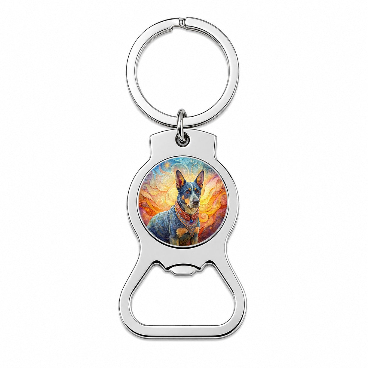 Australian Cattle Dog French Bohemian Art Bottle Opener Keychain