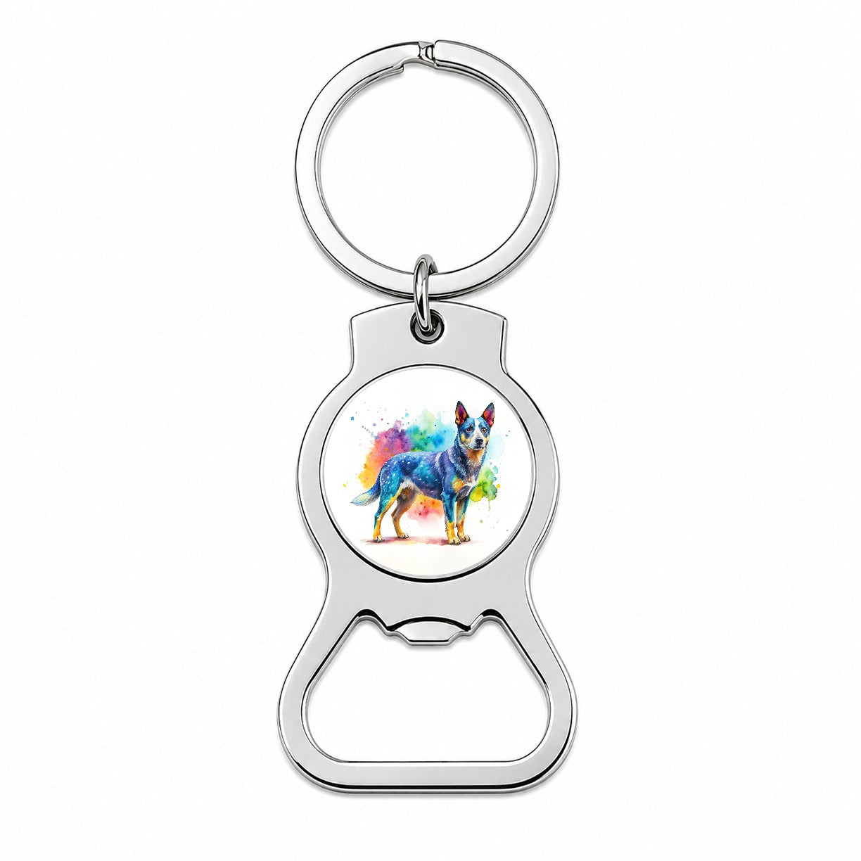 Australian Cattle Dog Watercolor Style Bottle Opener Keychain