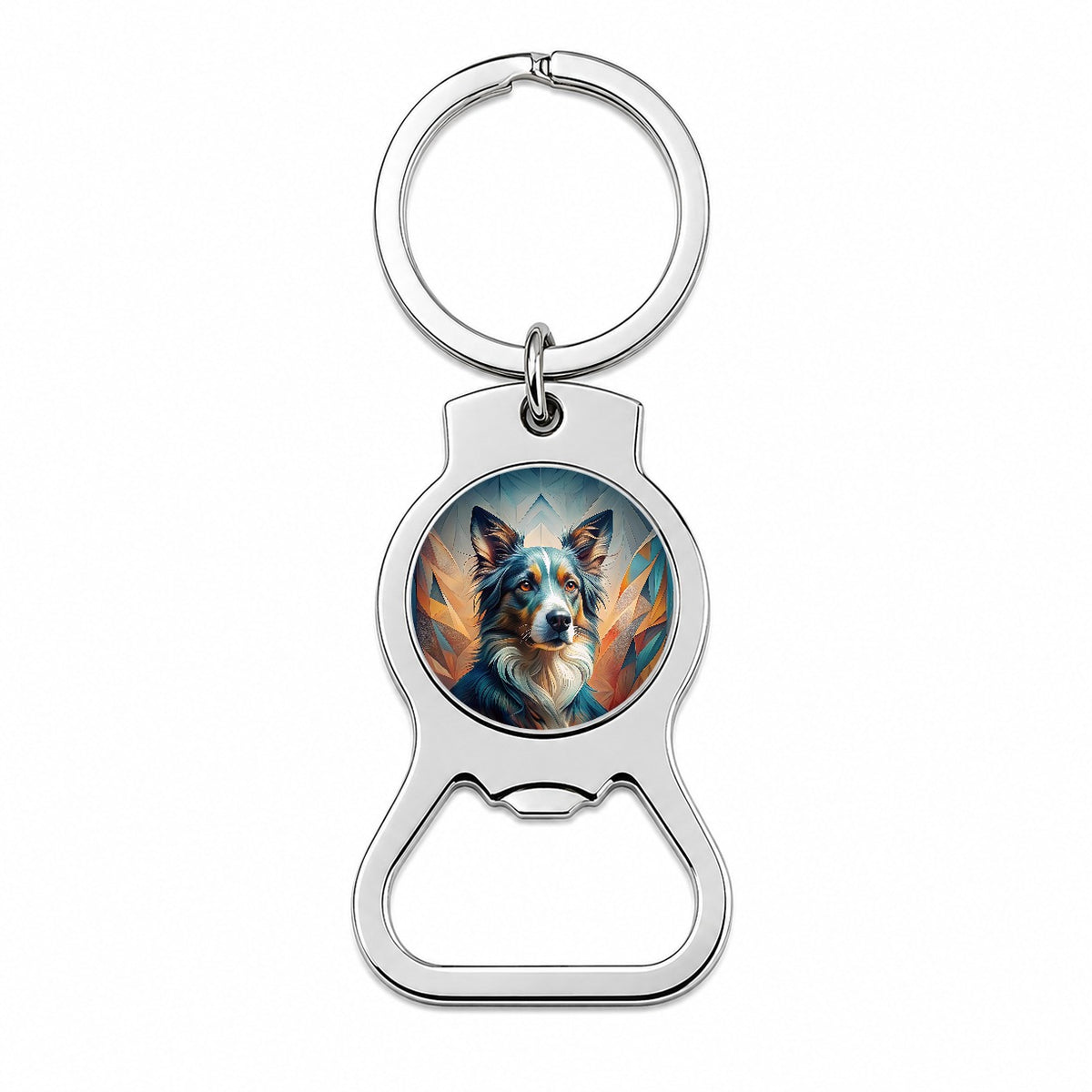 Australian Shepherd Dog Abstract Stylized Art Bottle Opener Keychain