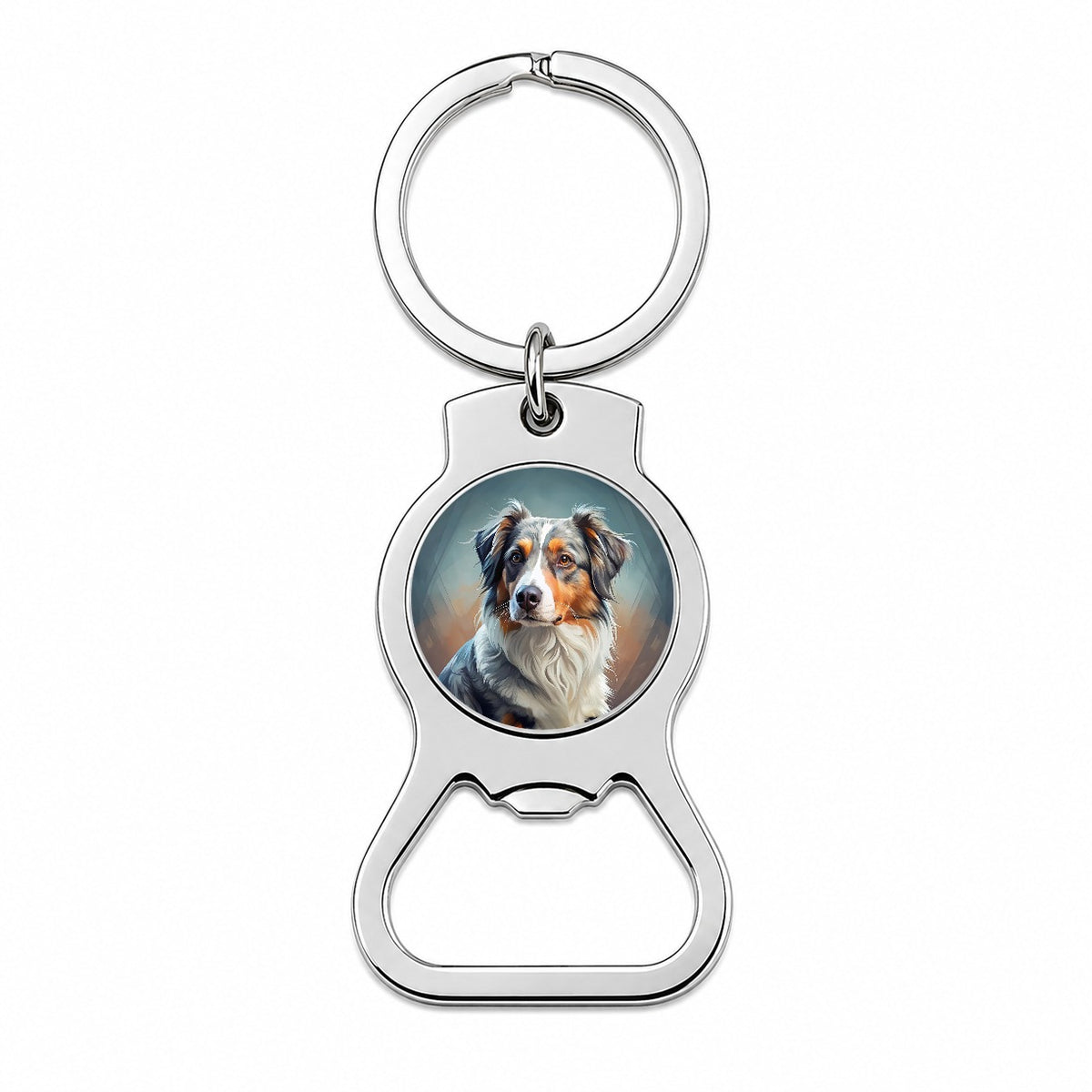 Australian Shepherd Dog Contemporary Art Bottle Opener Keychain