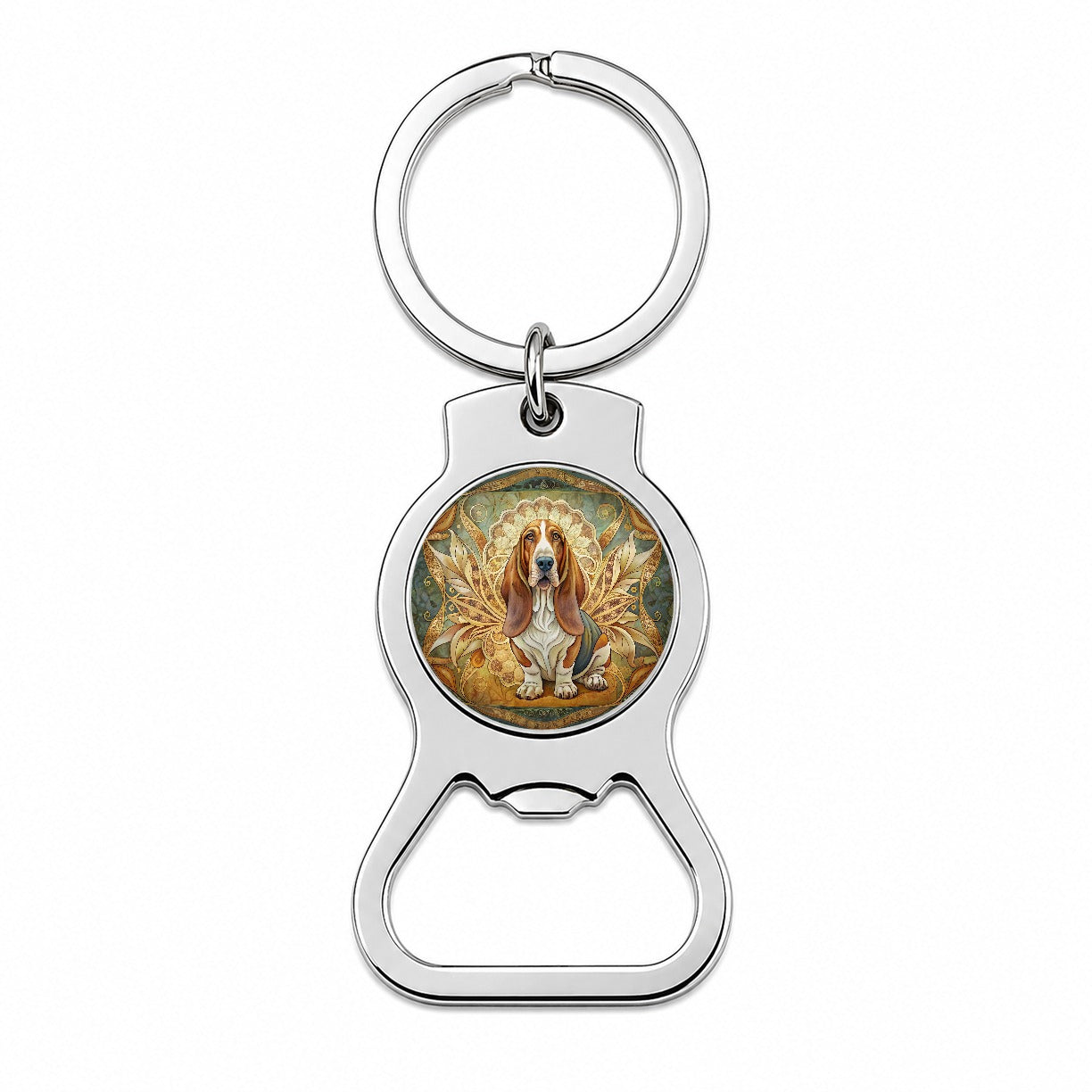 Basset Hound Dog Art Nouveau Bottle Opener Keychain