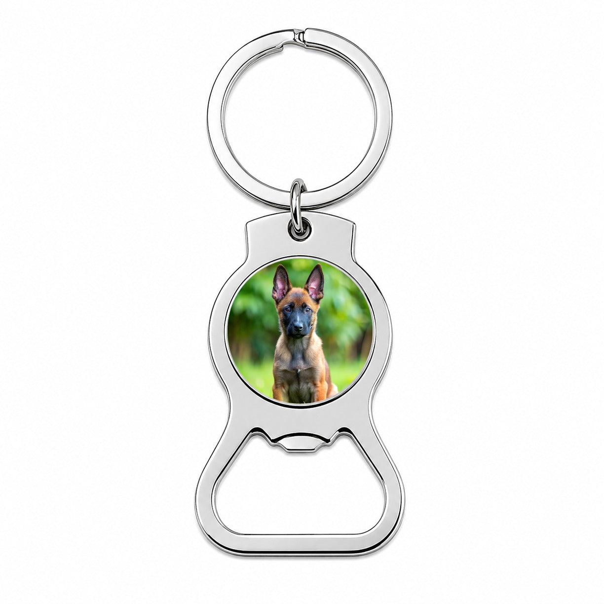 Belgian Malinois Dog Puppy Photo Bottle Opener Keychain