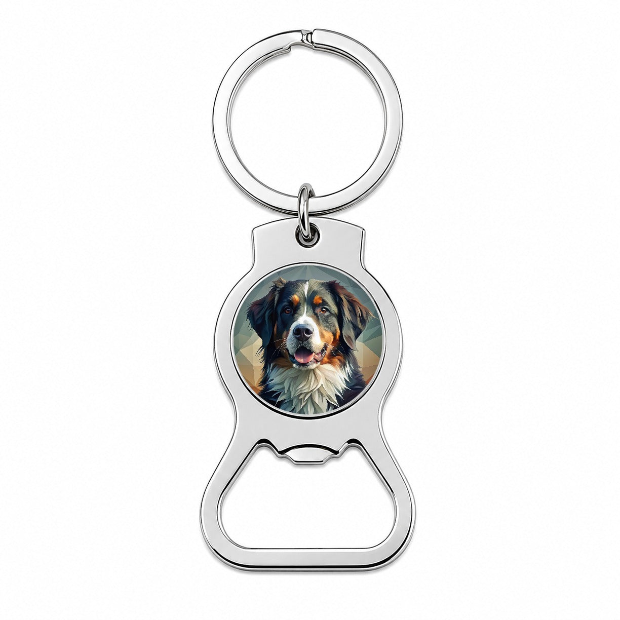 Bernese Mountain Dog Contemporary Art Bottle Opener Keychain