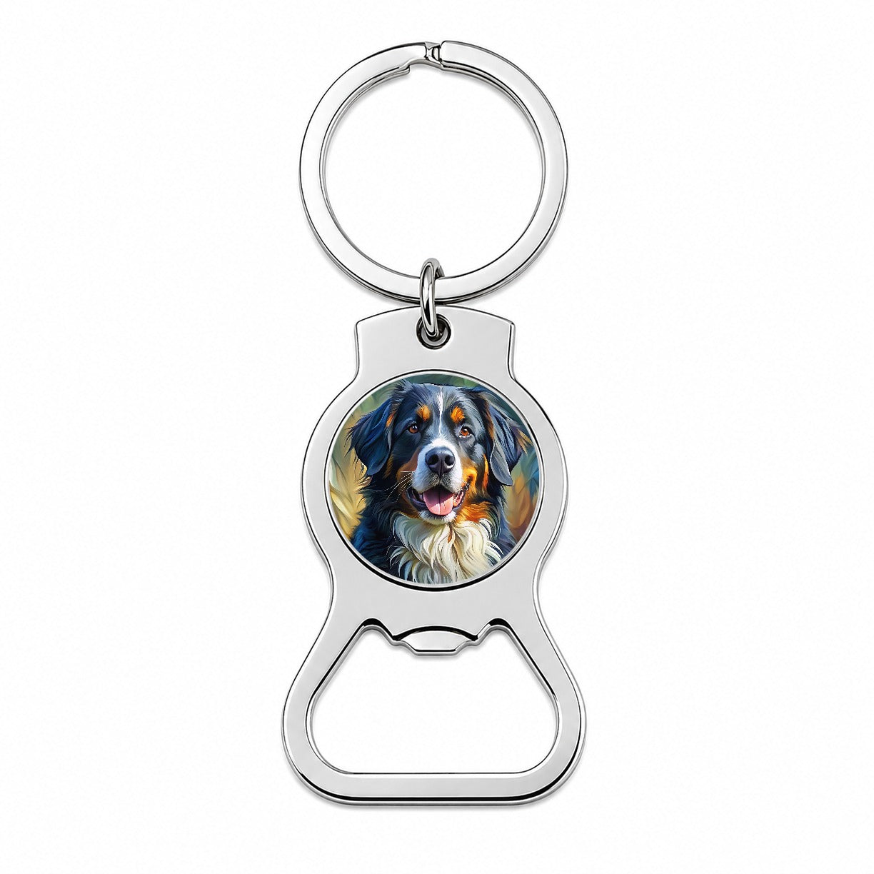 Bernese Mountain Dog Expressionism Art Bottle Opener Keychain