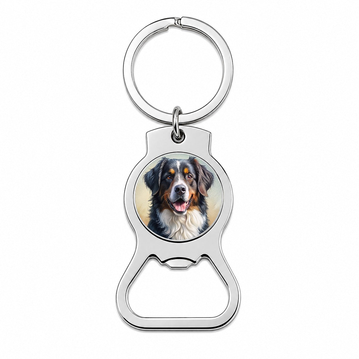 Bernese Mountain Dog Illustration Bottle Opener Keychain
