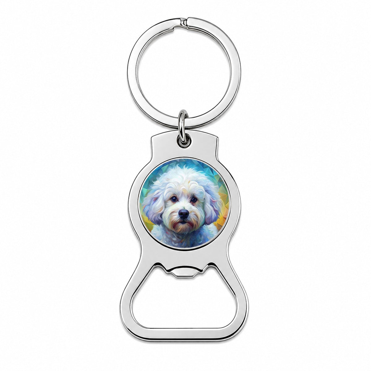 Bichon Frise Dog Abstract Art Bottle Opener Keychain