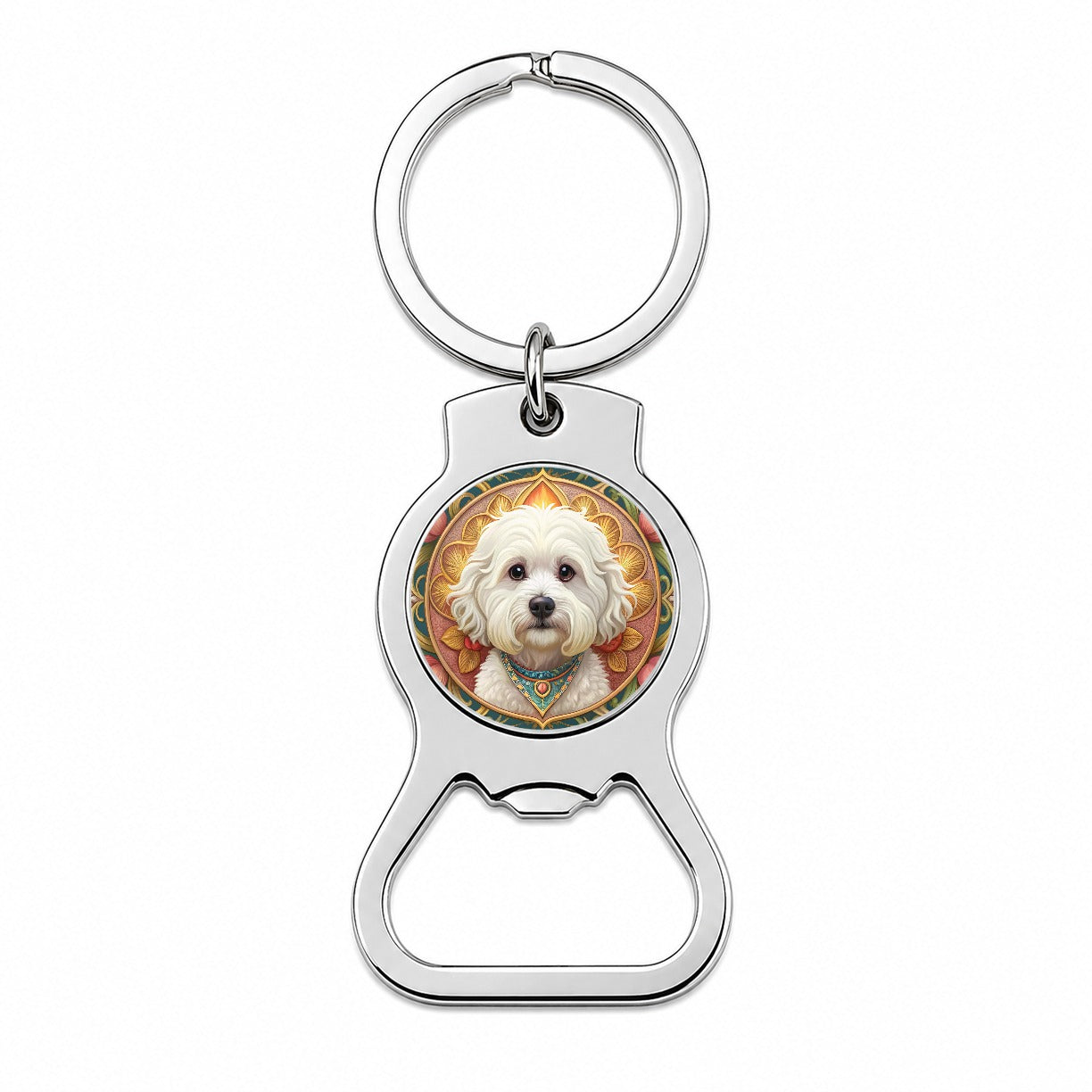 Bichon Frise Dog Art Nouveau Bottle Opener Keychain