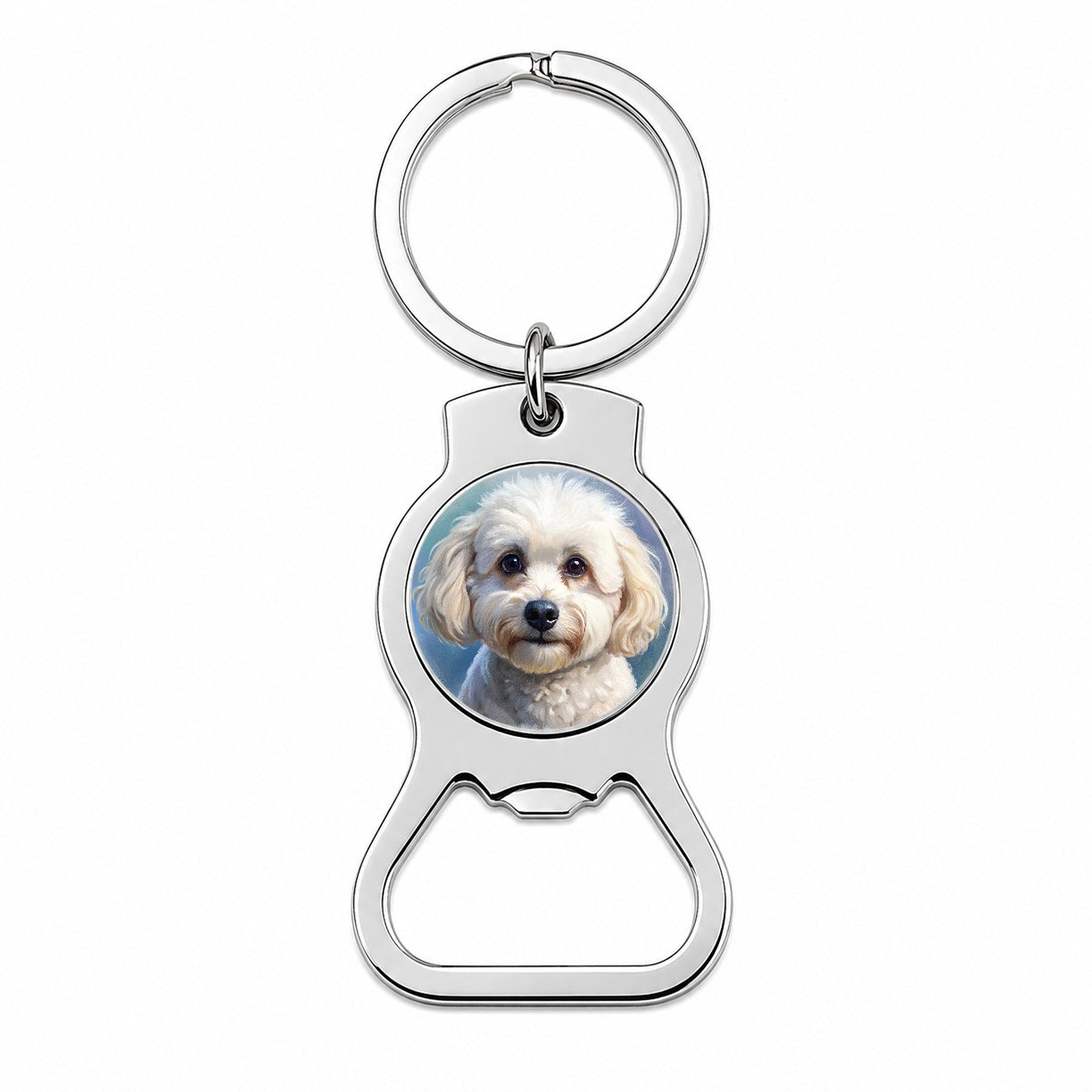 Bichon Frise Dog Illustration Bottle Opener Keychain