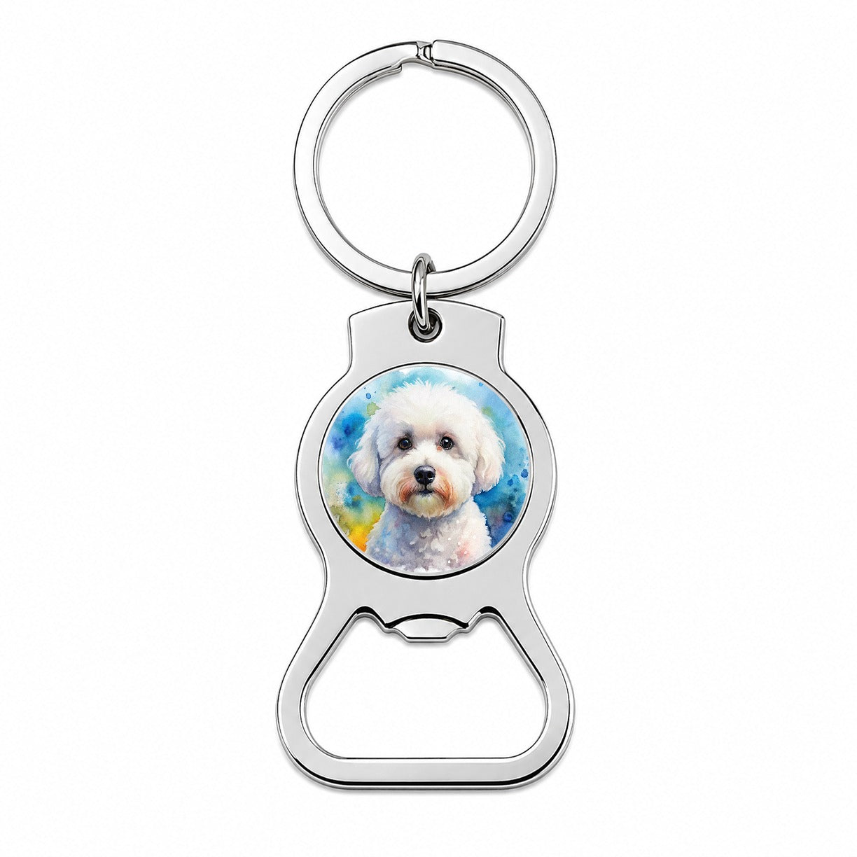 Bichon Frise Dog Watercolor Style Bottle Opener Keychain