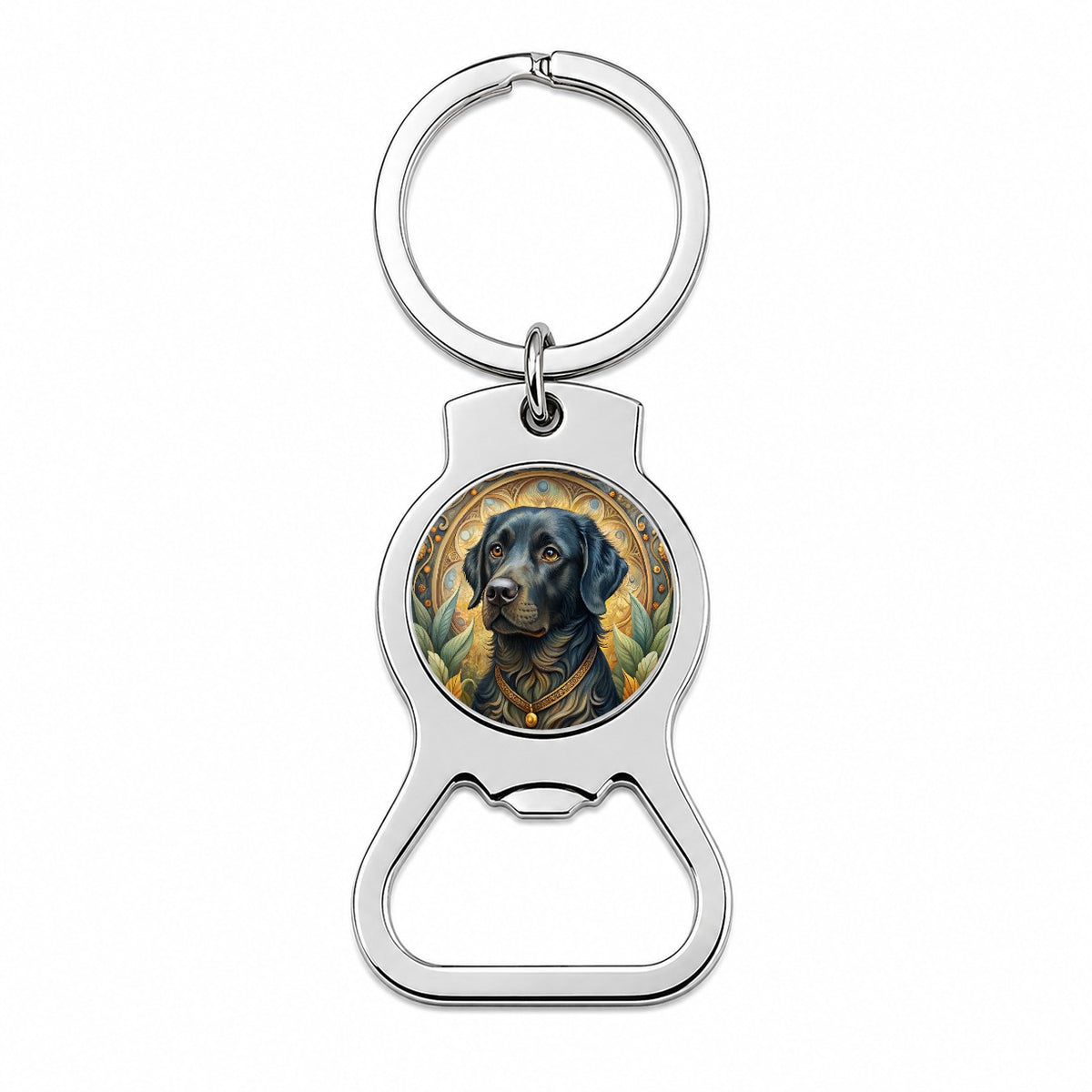 Black Labrador Retriever Dog Art Nouveau Bottle Opener Keychain