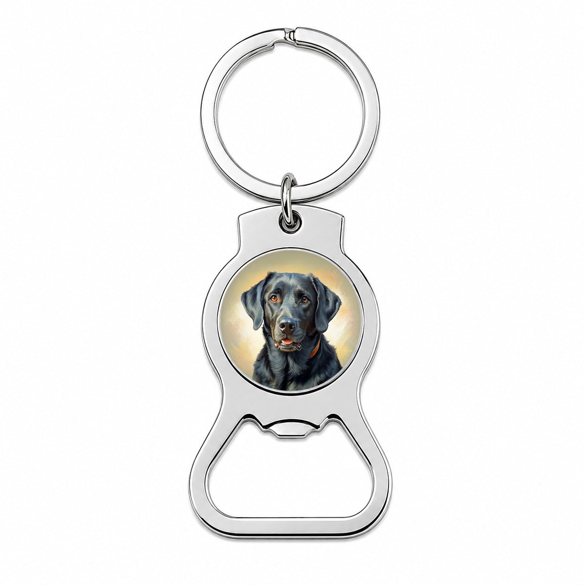 Black Labrador Retriever Dog Illustration Bottle Opener Keychain