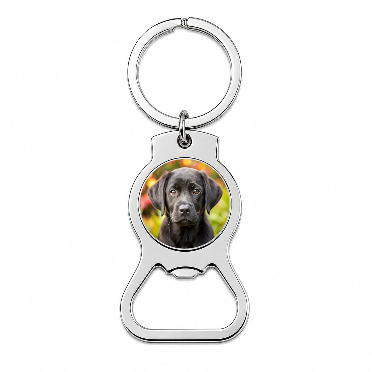 Black Labrador Retriever Dog Puppy Photo Bottle Opener Keychain