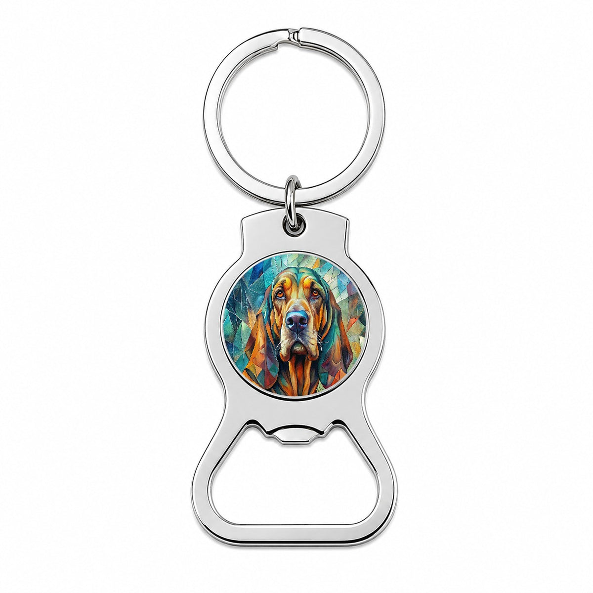 Bloodhound Dog Abstract Art Bottle Opener Keychain