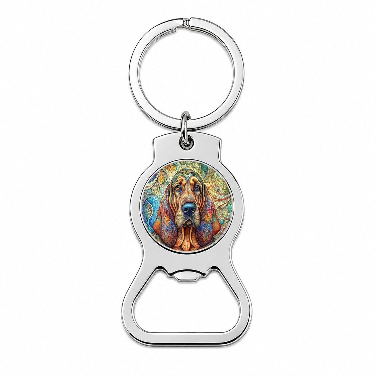 Bloodhound Dog Bohemian Art Bottle Opener Keychain