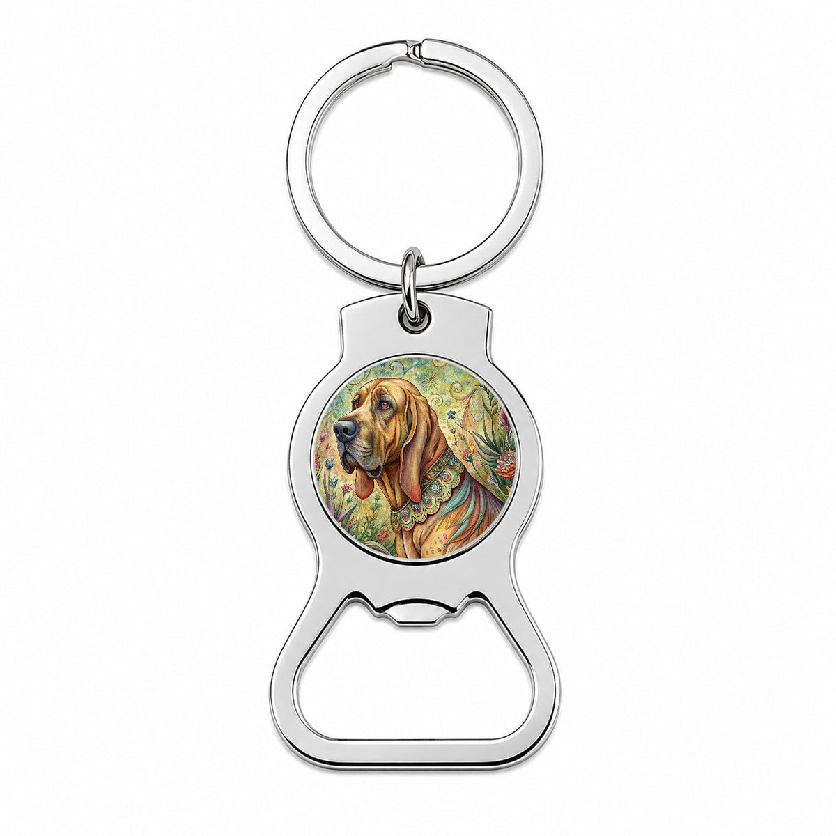 Bloodhound Dog French Bohemian Art Bottle Opener Keychain