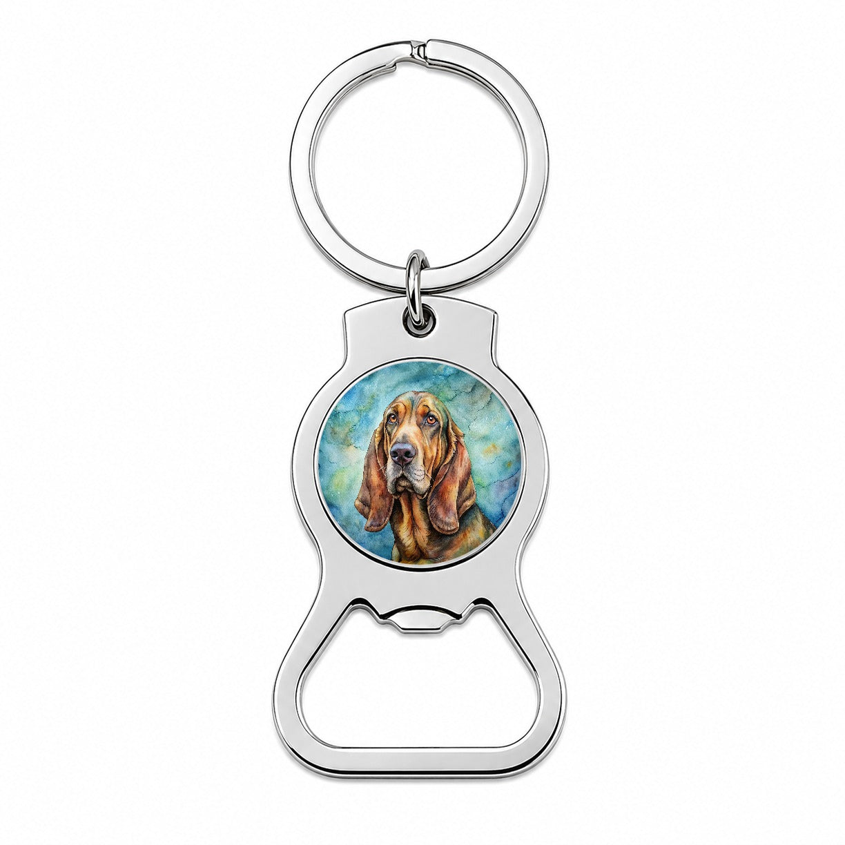 Bloodhound Dog Illustration Bottle Opener Keychain