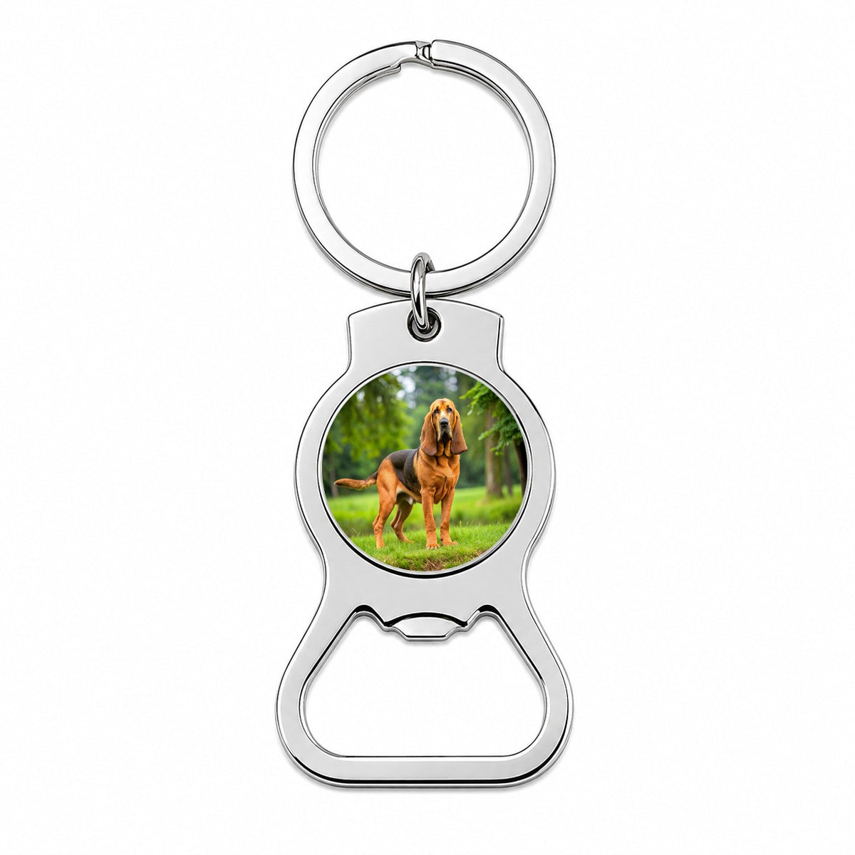 Bloodhound Dog Photo Bottle Opener Keychain