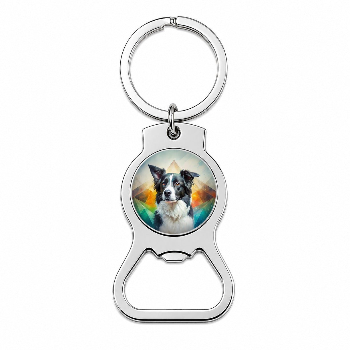 Border Collie Dog Contemporary Art Bottle Opener Keychain