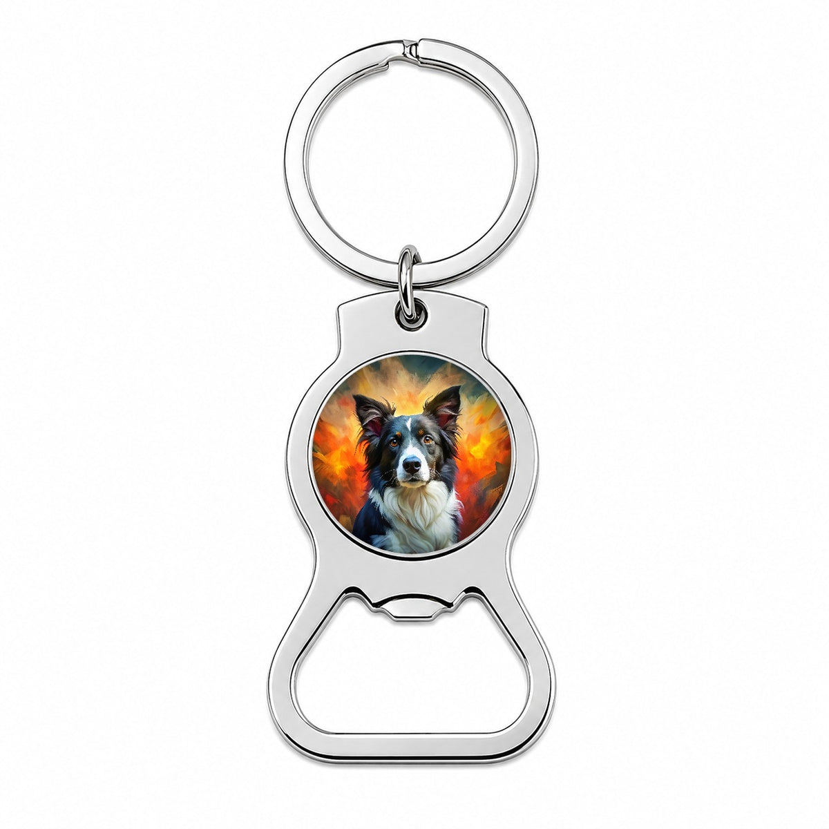 Border Collie Dog Expressionism Art Bottle Opener Keychain