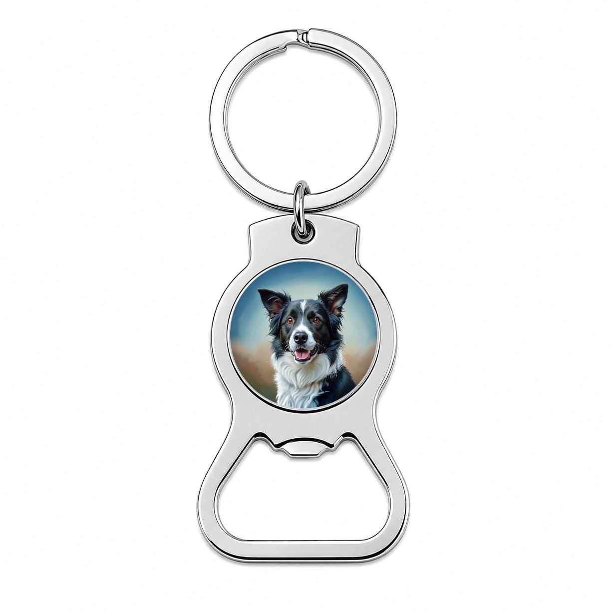Border Collie Dog Illustration Bottle Opener Keychain