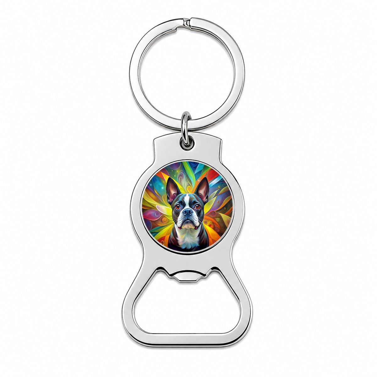 Boston Terrier Dog Abstract Art Bottle Opener Keychain
