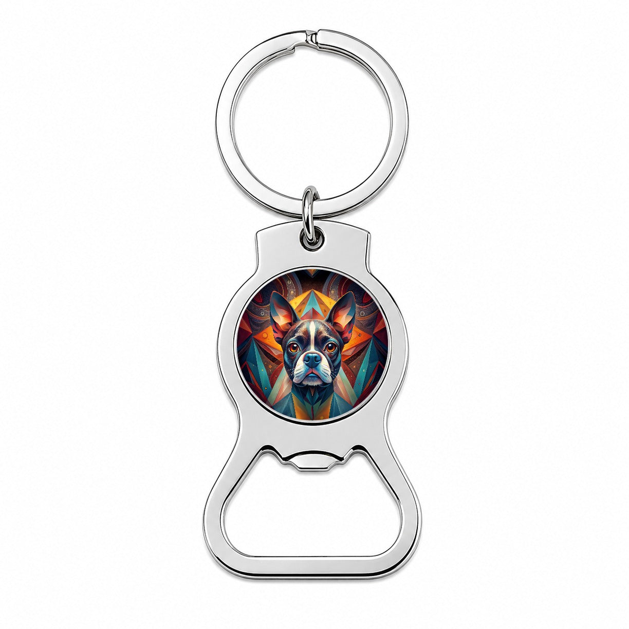 Boston Terrier Dog Abstract Stylized Art Bottle Opener Keychain