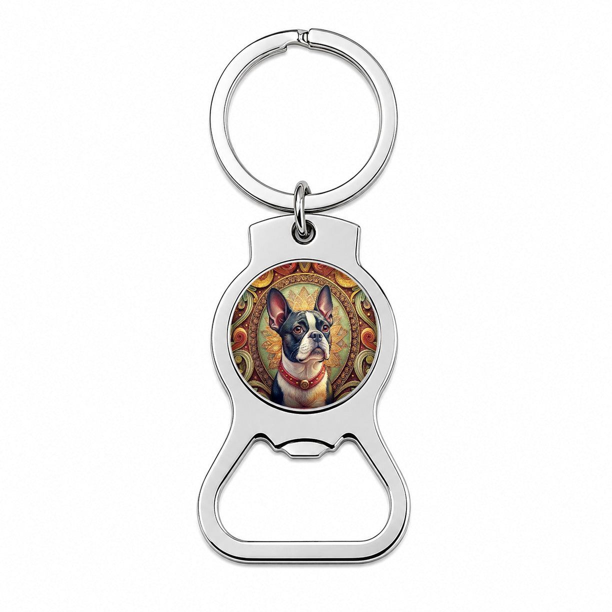 Boston Terrier Dog Art Nouveau Bottle Opener Keychain