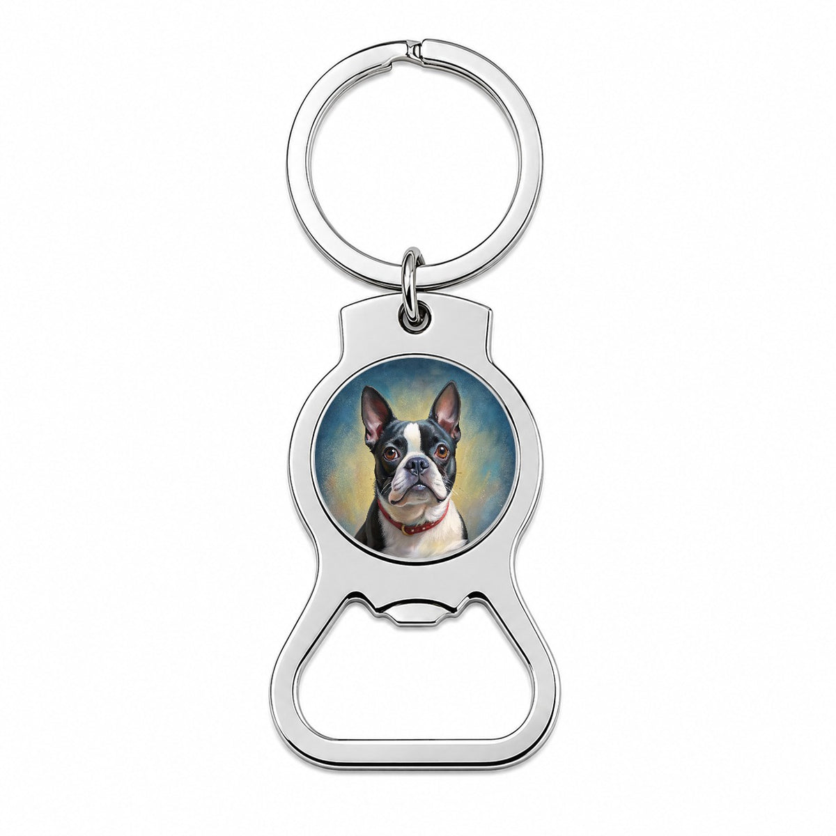 Boston Terrier Dog Illustration Bottle Opener Keychain