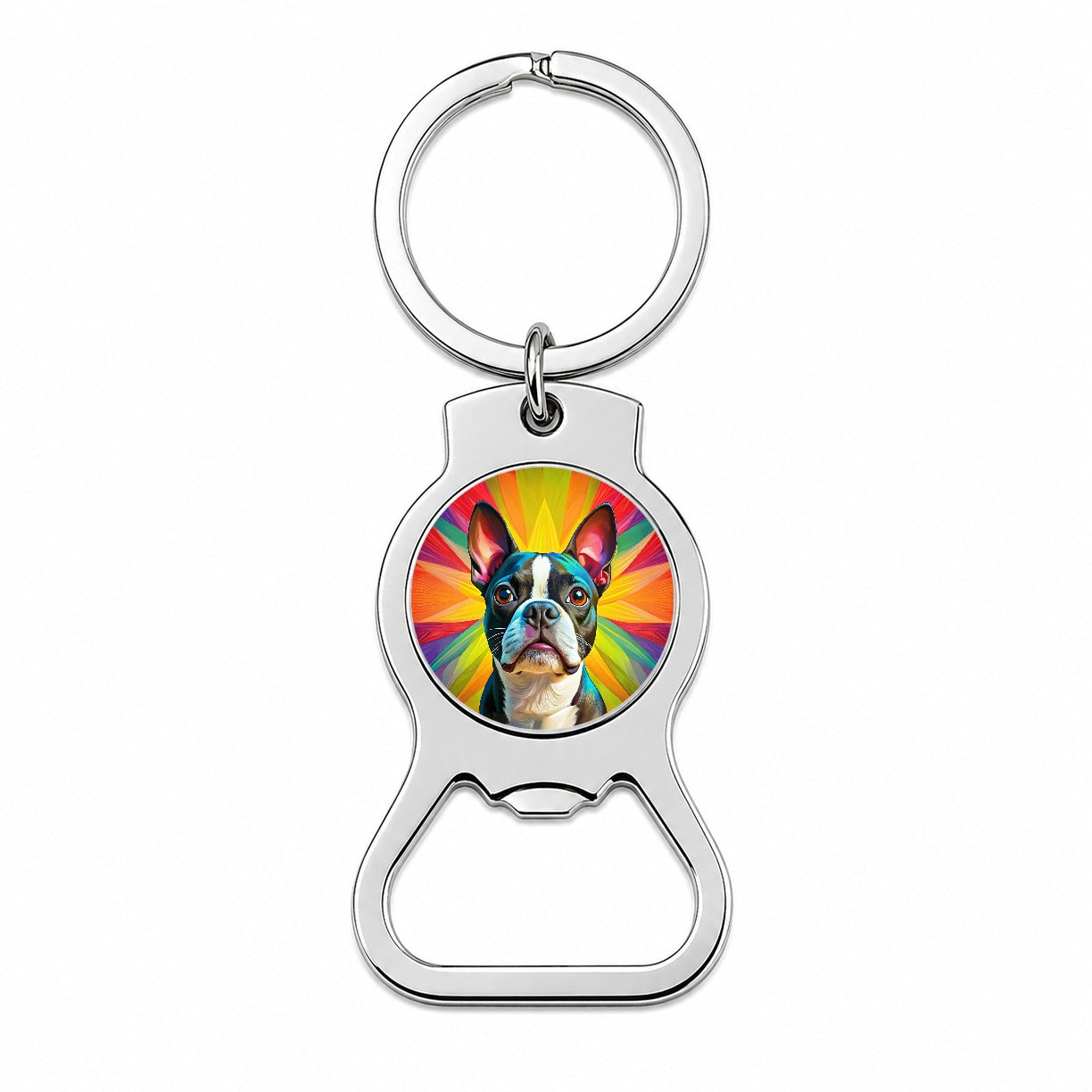 Boston Terrier Dog Pop Art Bottle Opener Keychain