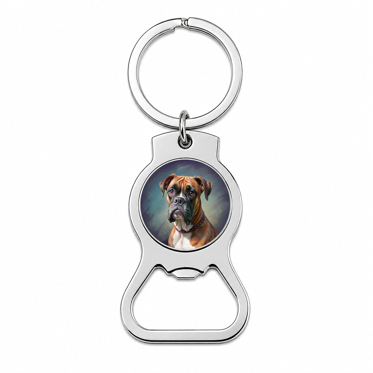 Boxer Dog Illustration Bottle Opener Keychain