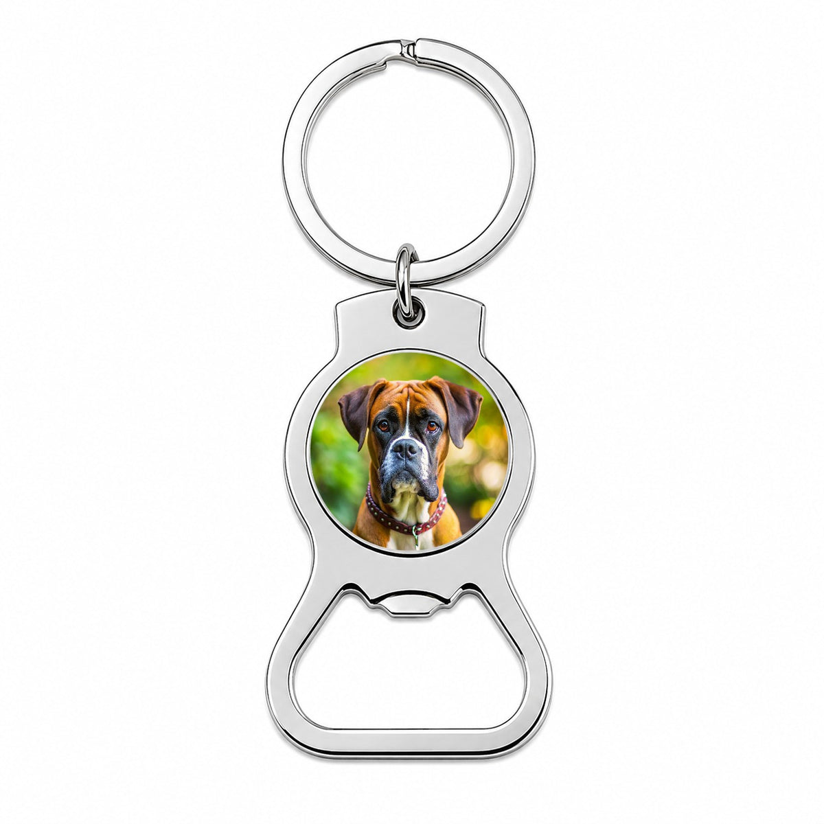 Boxer Dog Photo Bottle Opener Keychain