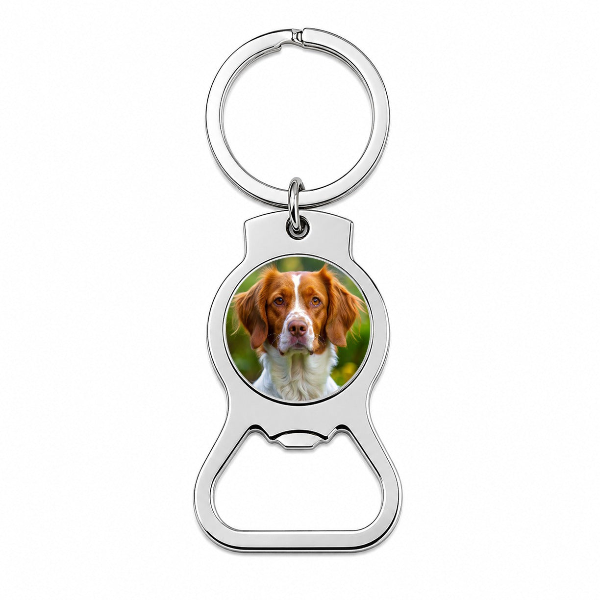 Brittany Spaniel Dog Photo Bottle Opener Keychain