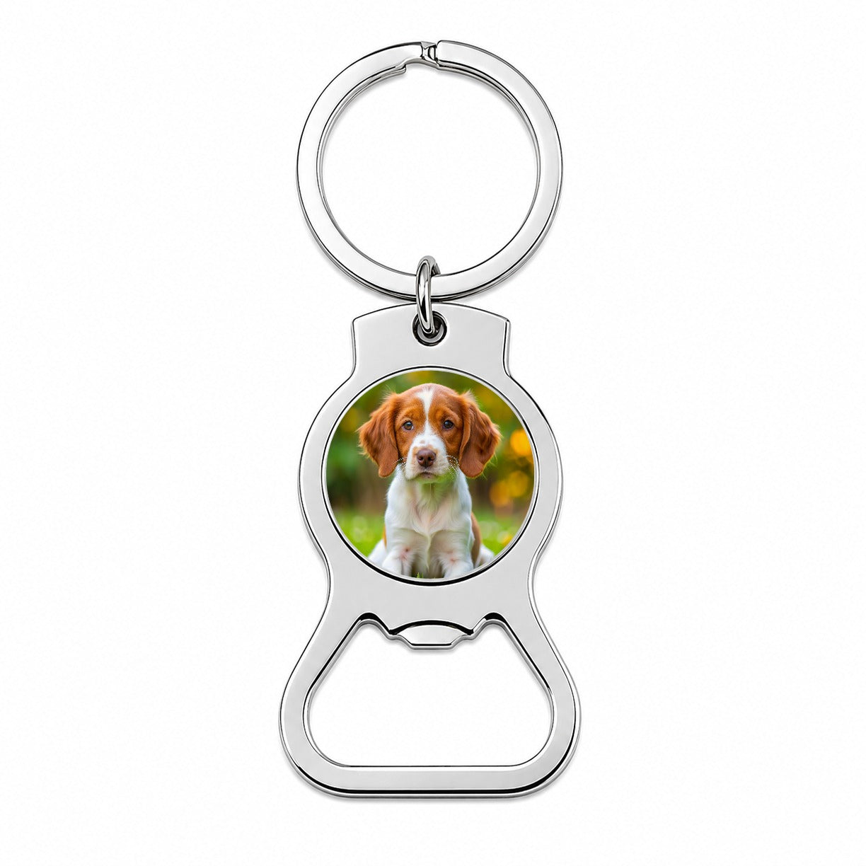 Brittany Spaniel Dog Puppy Photo Bottle Opener Keychain