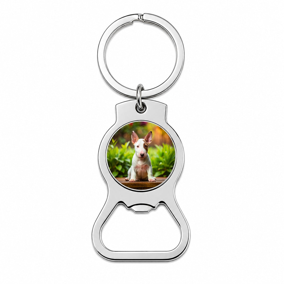 Bull Terrier Dog Puppy Photo Bottle Opener Keychain