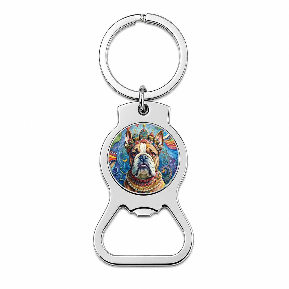 Bulldog Dog French Bohemian Art Bottle Opener Keychain
